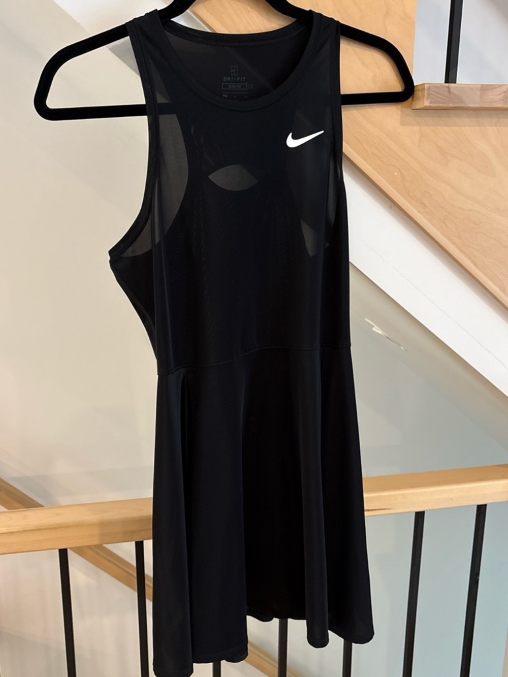 Nike Black Sleeveless Athletic Mini Dress with White Swoosh
